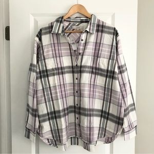 NWT Loft Plaid Flannel Pocket Tunic Shirt